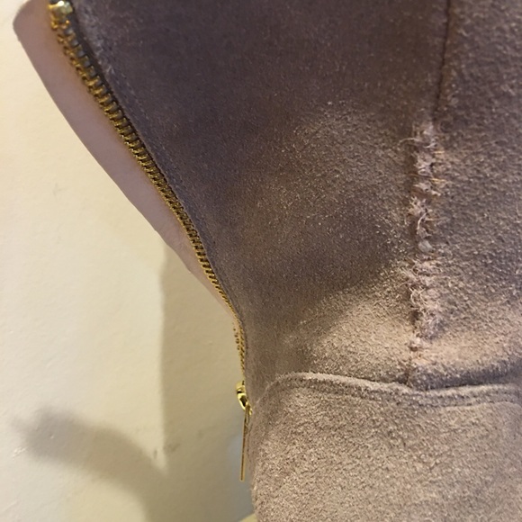 Fur suede shearling tan beige sneaker booties - Picture 6 of 7